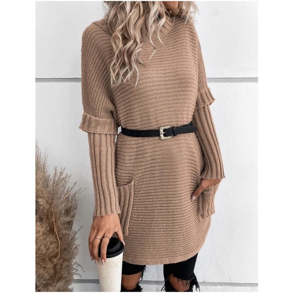 #43 Cozy Cable Knit Pocket Oversized Sweater Top - Picture 9 of 10